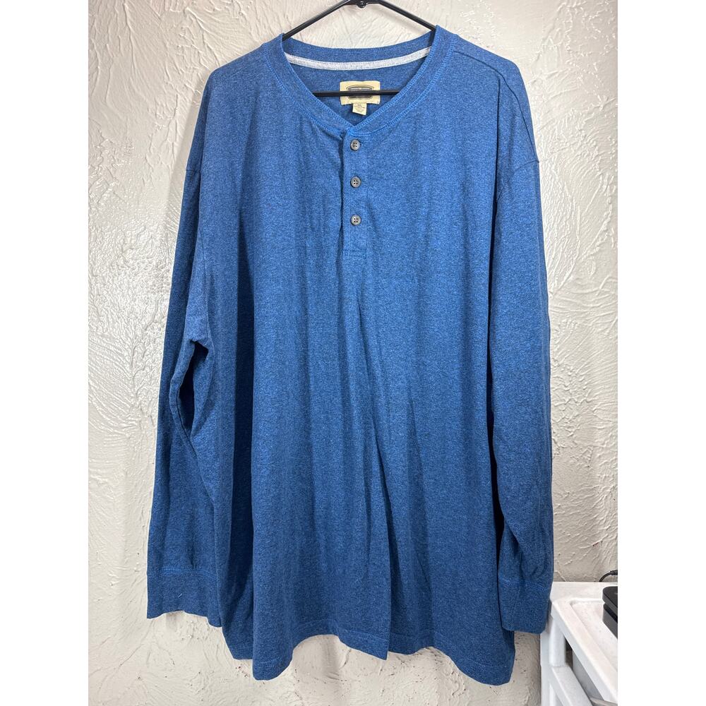 The Foundry Henley‎ Shirt Men's Blue Long Sleeve Cotton Blend Casual Size 3XL